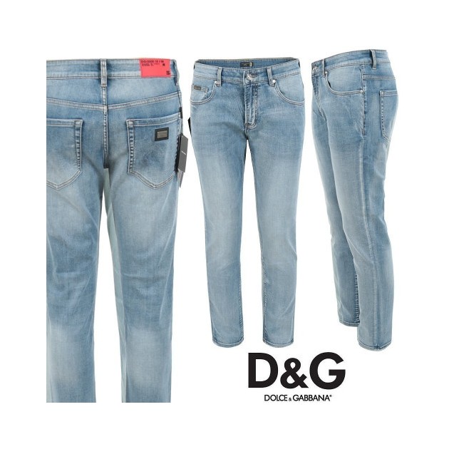 DOLCE&GABBANA 돌체앤가바나 니켈 플레이트 연청 슬림 일자진