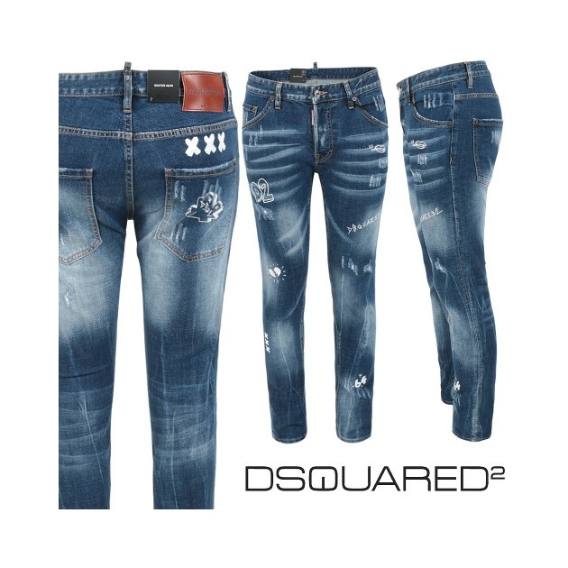 DSQUARED2 디스퀘어드2 그래피티 워싱 슬림 일자진