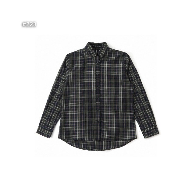 BALENCIAGA 발렌시아가 백로고 플란넬 체크 셔츠