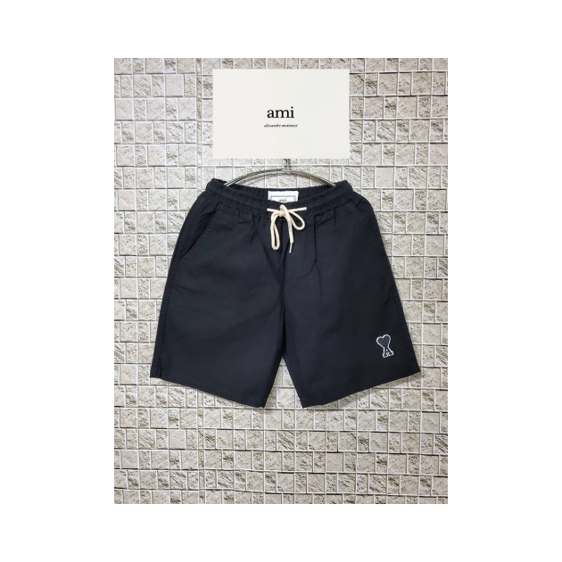 AMI 아미 블랙패치 린넨 하프팬츠 3COLOR