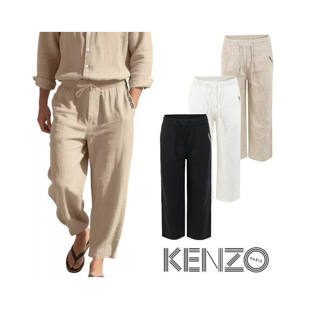 KENZO 겐조 레터링 자수 린넨 팬츠