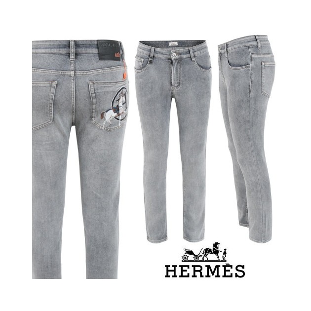 HERMES 에르메스 H 마차 자수 슬림 일자진
