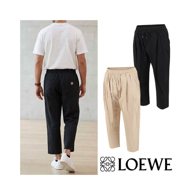 LOEWE 로에베 아나그램 자수 면마 9부 팬츠